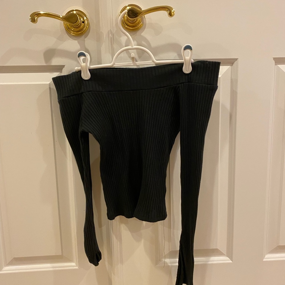 Urban outfitters Black ribbed off the shoulder top